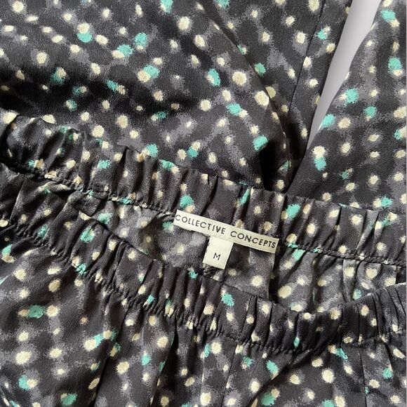 Women’s Dark Blue Polka Dot Wide Leg Pants Medium - Picture 1 of 7